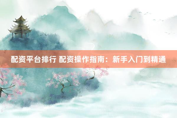配资平台排行 配资操作指南：新手入门到精通