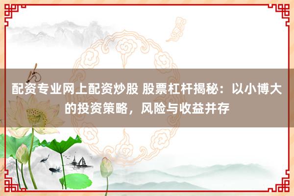 配资专业网上配资炒股 股票杠杆揭秘：以小博大的投资策略，风险与收益并存