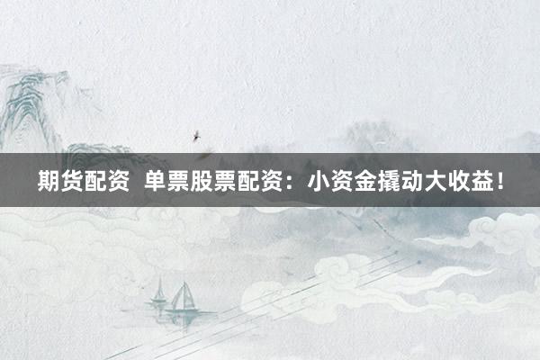 期货配资  单票股票配资：小资金撬动大收益！