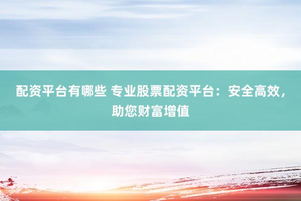 配资平台有哪些 专业股票配资平台：安全高效，助您财富增值