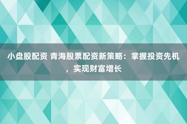 小盘股配资 青海股票配资新策略：掌握投资先机，实现财富增长
