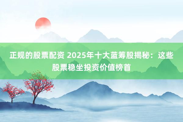 正规的股票配资 2025年十大蓝筹股揭秘：这些股票稳坐投资价值榜首