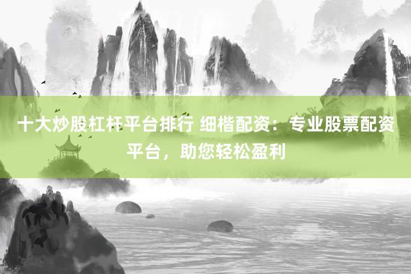 十大炒股杠杆平台排行 细楷配资：专业股票配资平台，助您轻松盈利