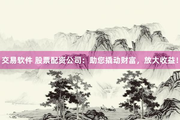 交易软件 股票配资公司：助您撬动财富，放大收益！