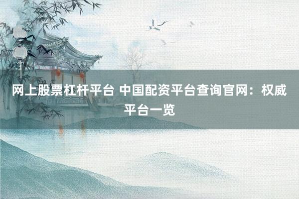 网上股票杠杆平台 中国配资平台查询官网：权威平台一览