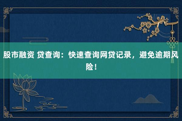 股市融资 贷查询:快速查询网贷记录,避免逾期风险!