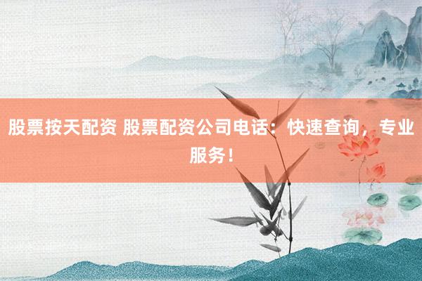 股票按天配资 股票配资公司电话：快速查询，专业服务！