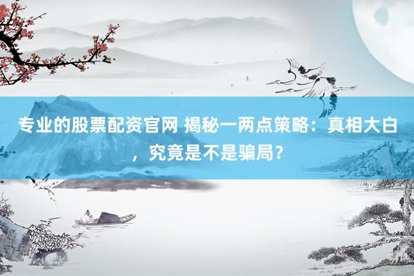 专业的股票配资官网 揭秘一两点策略:真相大白,究竟是不是骗局?