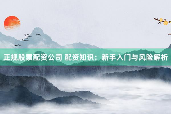 正规股票配资公司 配资知识：新手入门与风险解析