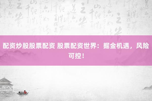 配资炒股股票配资 股票配资世界：掘金机遇，风险可控！