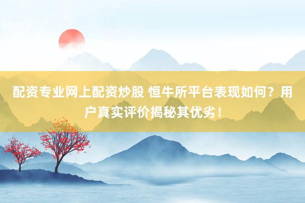 配资专业网上配资炒股 恒牛所平台表现如何？用户真实评价揭秘其优劣！