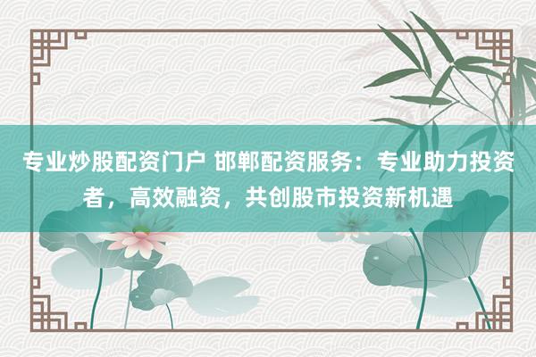 专业炒股配资门户 邯郸配资服务:专业助力投资者,高效融资,共创股市投资新机遇